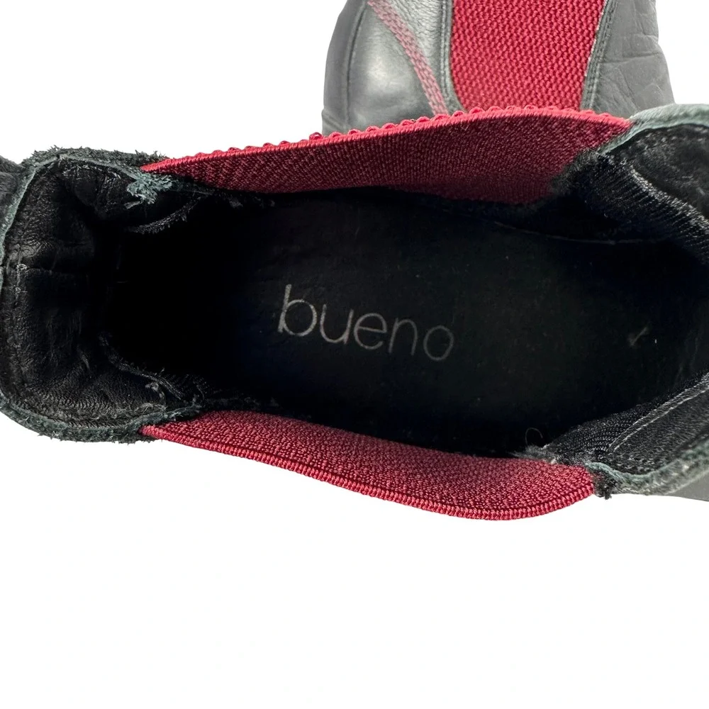 Bueno Footwear Florida Boot Womens Black Leather Red accent Chunky Heel Boots 40